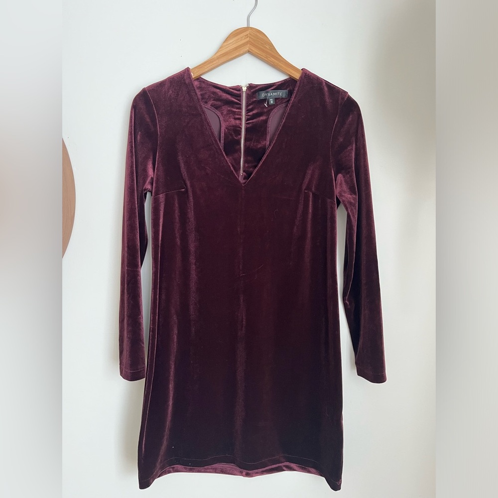 Burgundy Velvet Dress by Dynamite